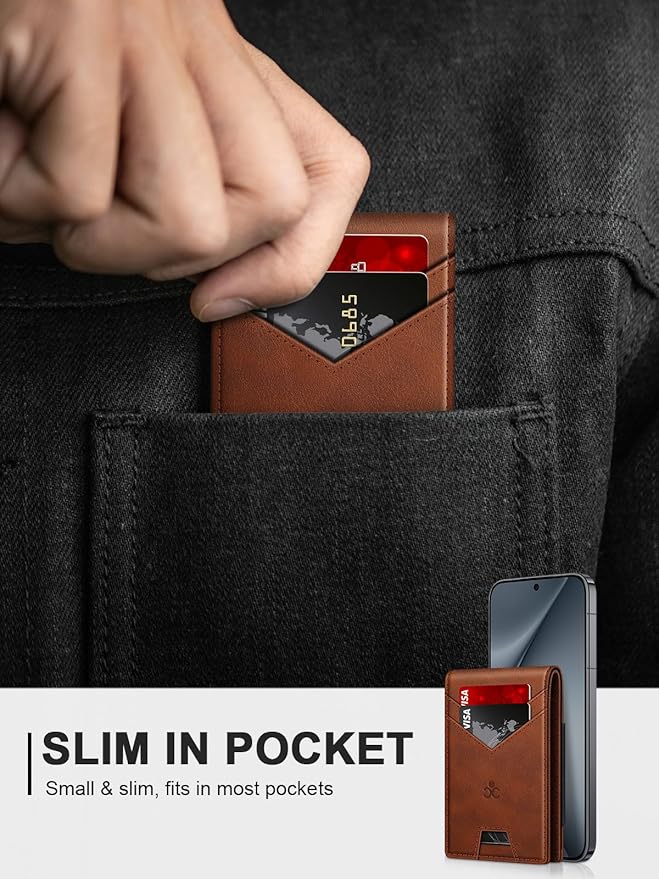 Wallet for Men Slim Leather Wallets for 13-17 Cards, RFID Blocking Thin Card Holder Wallet with ID Window & Large Capacity Cash Slot, Minimalist Bifold Small Wallet for Front Pocket, Gift for Men