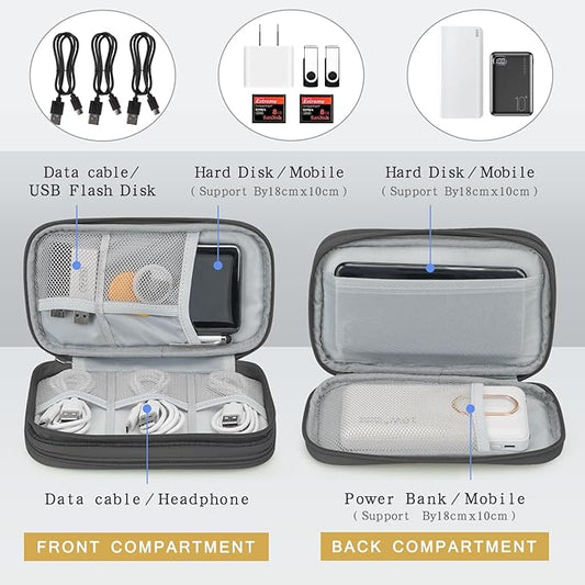 Skycase Electronic Organizer Travel Case - Waterproof Travel Cord Pouches for Organization, Cable Organizer, All-in-One Double Layers Storage Bag for Accessories, Charger, Cable, Deepgrey