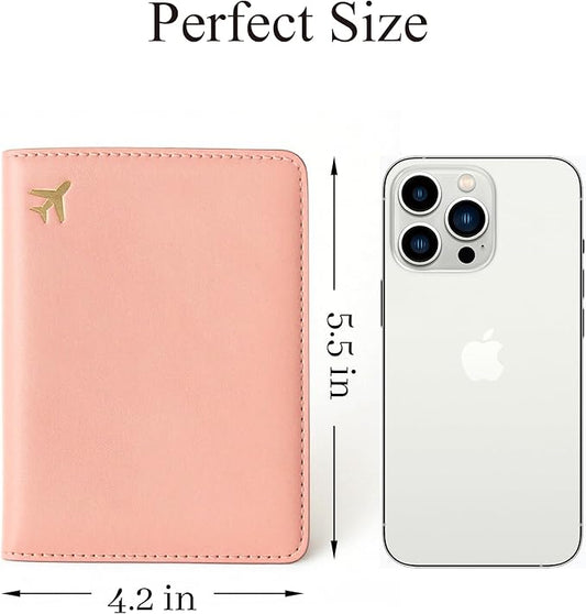 PU Leather Passport Holder Covers Case, Waterproof Rfid Blocking Travel Wallet Passport Holder(Warm Nude)