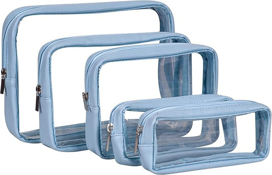 TSA Approved 5-Piece Diaper Bag Organizer Pouch Set Clear Waterproof TPU Kids Toiletry Storage Set Travel Packing Clutch Cube Bags for Baby Nursing