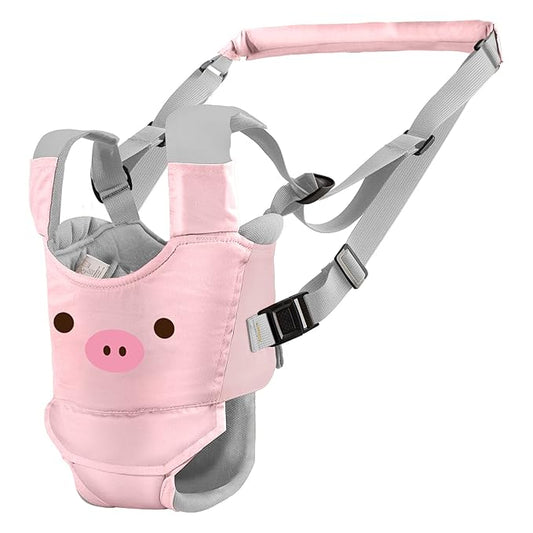 Baby Walking Harness Handheld Baby Walker Assistant Belt Adjustable Toddler Infant Walker Harnesses Standing Up Walking Learning Helper with Detachable Crotch for 9-24 Month (Pink Pig)