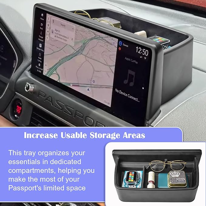 RUNROAD Dashboard Storage Organizer Tray Compatible with 2026 Honda Passport Accessories, Center Console Organizer Armrest Drawer