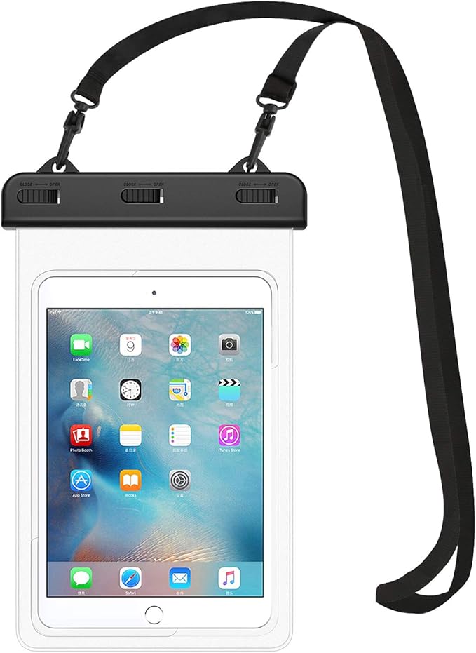 MoKo Waterproof Case, Dustproof Tablet Case Compatible with iPad mini 6 2021, iPad mini 5/4/3/2/1, Galaxy Tab A 8.0/8.4, Tab A7 Lite 8.7, Tab E 8.0, Huawei MatePad M5/T8 up to 8.3 Inches - Clear