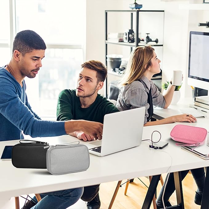 2 Pack Travel Cable Organizer Double Layer with Smooth Coating Zipper,Cable Organizer Bag Electronic Accessroies Shockproof and Impact-Protective for Hard Drives,Cables,Charger,USB Card