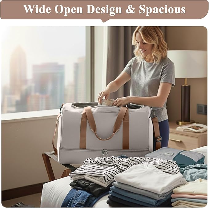 Extra Large Travel Duffle Bag with Shoe Compartment & Toiletry Bag, XL Weekender Bags for Women, Carry On Overnight Bags for Gym Sports, Water-Resistant Hospital Bag for Labor and Delivery