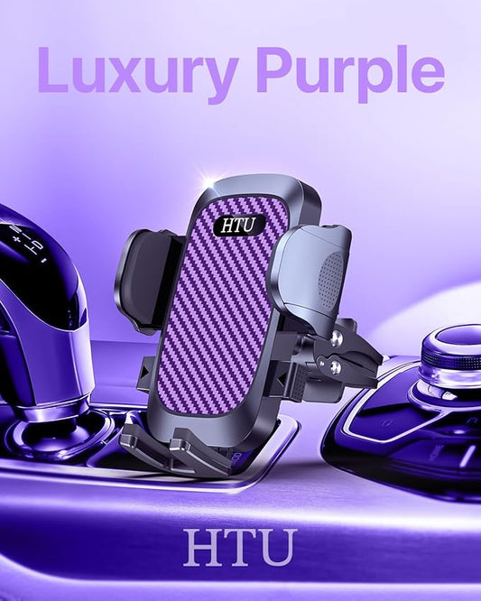 2026 Ultimate Best【True Military-Grade & Safety Cert】Car Phone Holder【Upgraded 5-in-1 & 100+LBS Strongest Suction】360 Rotation Truck Windshield Dashboard Vent Mount Stand for iPhone Android, Purple