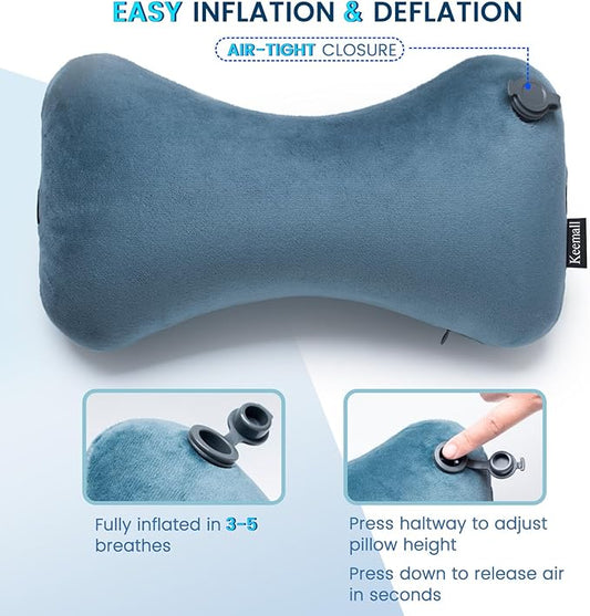 Inflatable Car Neck Pillow Driving , Blow Up Car Headrest Pillow for Car, Inflatable Travel Pillow for Camping, Neck Support for Office Chair - Adjustable Softness