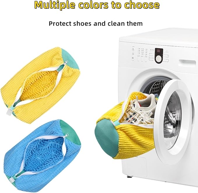Shoe Wash Bags for Washing Machine (2 Pack), Reusable Laundry Bags for Sneakers, Footwear, Bike Shoes, 360° Deep Clean Shoe Washing Bag (Grey)