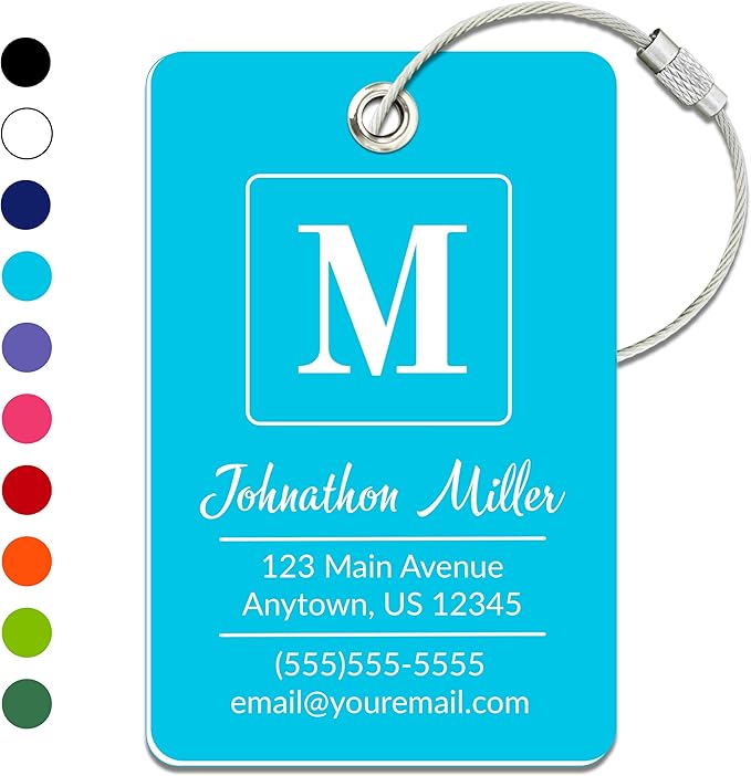 Personalized Luggage Tag | Custom Luggage Tags for Suitcases | Kids Backpack Tag | 10 Color Options & Choose Font, Font Color