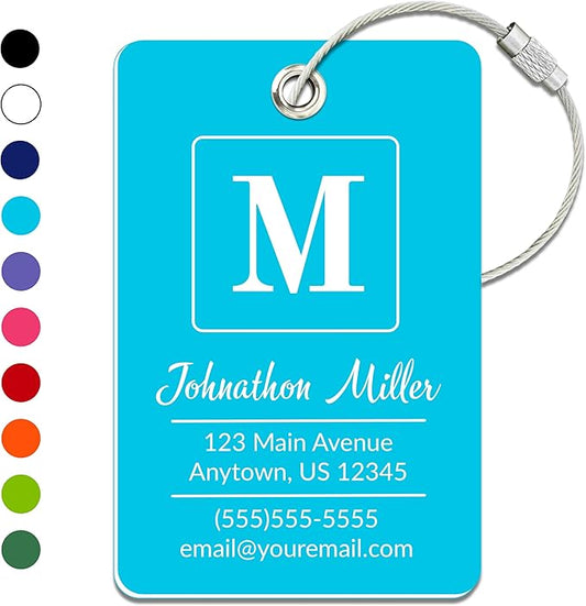 Personalized Luggage Tag | Custom Luggage Tags for Suitcases | Kids Backpack Tag | 10 Color Options & Choose Font, Font Color