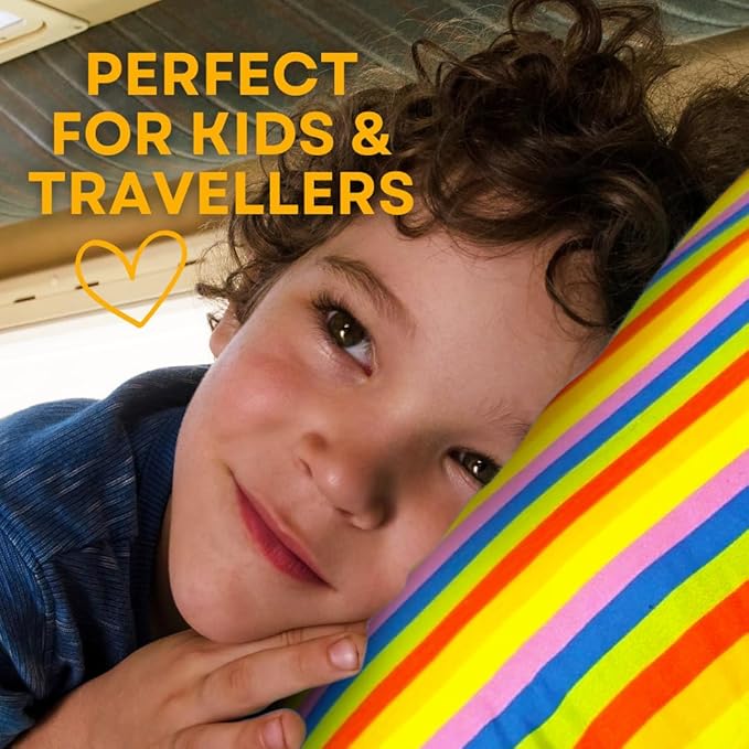 kinder Fluff Toddler Pillow (2Pk) 13x18in – Small Pillow for Kids Age 2+, Bright Rainbow Design, 100% Cotton Sateen Stripe 300T, Down Alternative Fill, Machine Washable, Colourful Kids Cushion - S