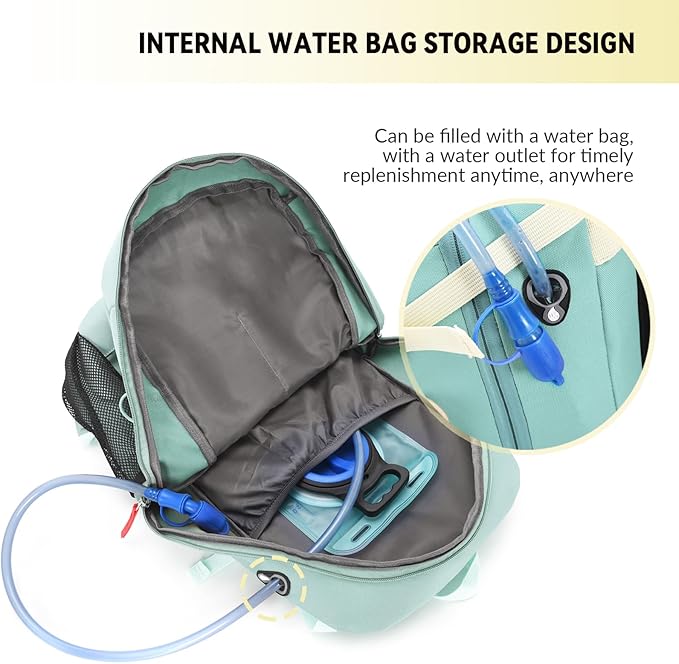Bseash 40L Waterproof Hiking Backpack with Rain Cover, Outdoor Sport Travel Bag Daypack for Camping Climbing Skiing Cycling (Milk Green)
