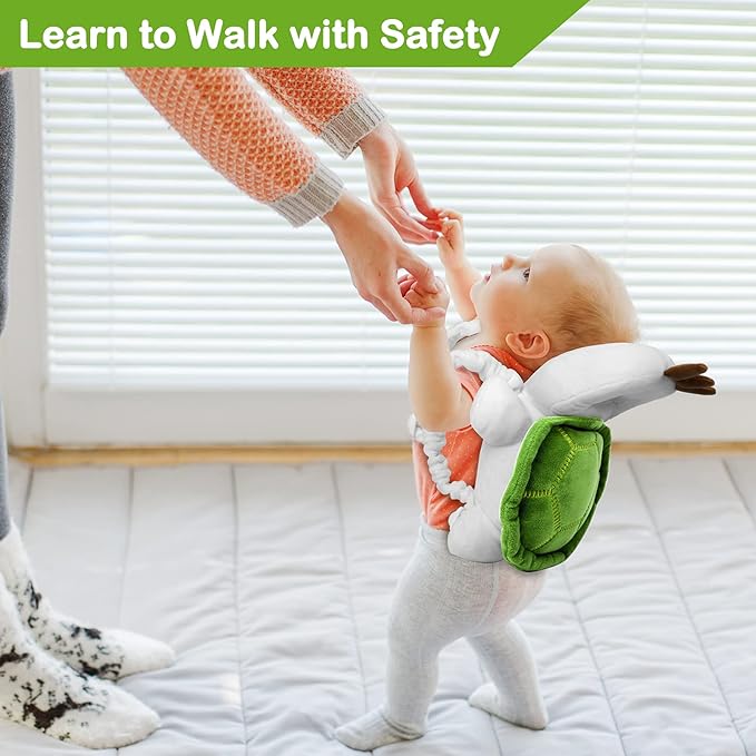 Baby Head Protector Backpack with Adjustable Straps Safety Pad Wear for Infant Toddler Walking & Crawling Essentials Fall Back Head Protection, Turtle