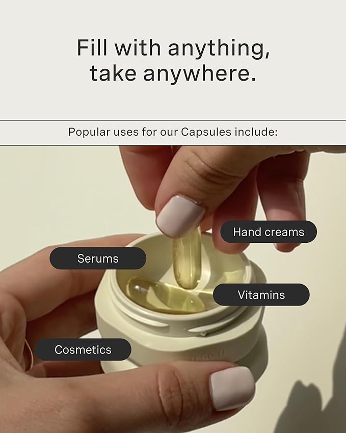 Cadence Travel Containers - Pill Case Set - Magnetic Travel Capsules,Daily Medicine Organizer for Pills, Supplements, & Vitamins - 7 Flex Smalls (0.56oz) for Weekly Pill Organizer - Sand