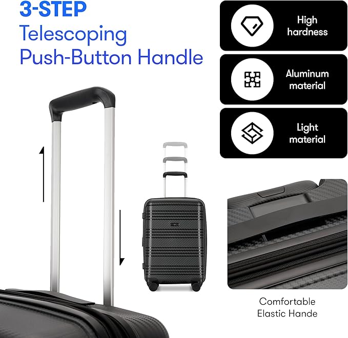 GinzaTravel 25 Inch Medium Checked Luggage Lightweight Suitcase with Spinner Wheels TSA Lock, Black