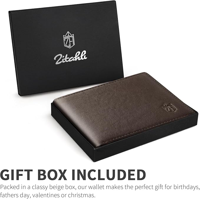 Zitahli Wallet for Men 12 Card Holder Slim Rfid Leather 2 ID Window Wallets With Gift Box Men's Accessories