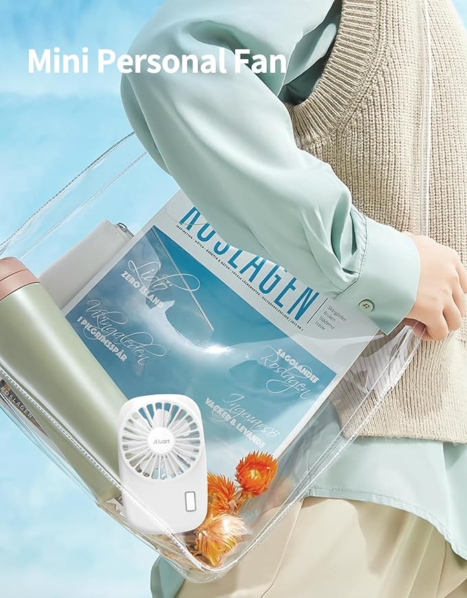 Aluan Handheld Fan Mini Fan Powerful Small Personal Portable Fan Speed Adjustable USB Rechargeable Cooling for Kids Girls Boys Woman Home Office Travel, White