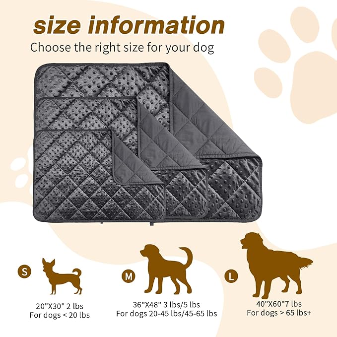 yescool Weighted Blanket for Dogs, 5 lb Thunder Blankets Shirt for Dogs, 36 x 48 inch Medium Puppy Blanket for 45-60lb, Weighted Pet Blankets for Thunderstorms, Fireworks and Construction Noise, Grey