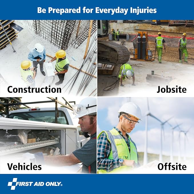 First Aid Only 9302-25M 25-Person Contractor's First Aid Kit for Home Renovation, Job Sites, and Construction Vehicles, 178 Pieces