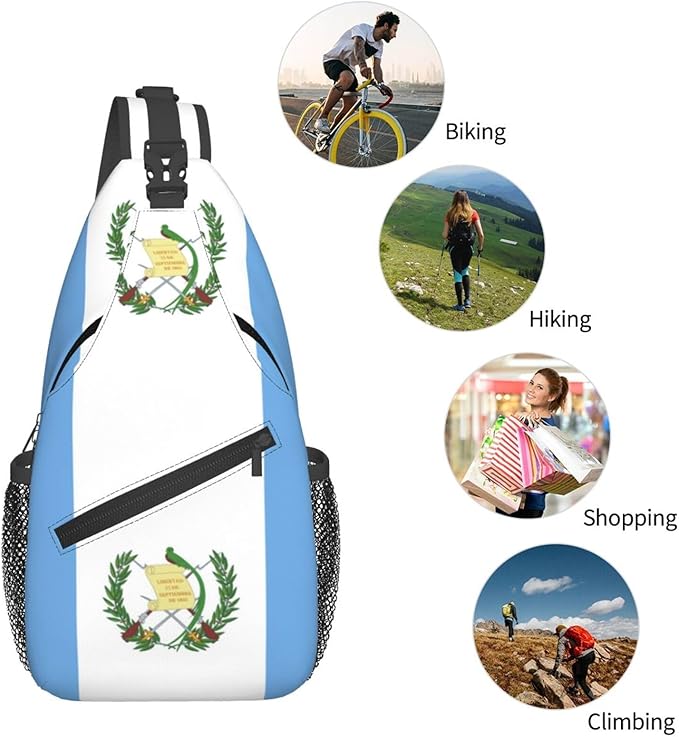 Guatemalan Flag Sling Bag Multipurpose Crossbody Sling Backpack Travel Cycling Hiking Shoulder Bag For Women Men