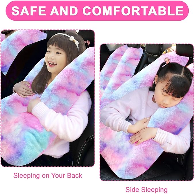 Travel Pillow, Travel Pillow for Kids, Sleeper Hold Pillow Travel, Removable U-Shaped Pillow for Adults and Children to Support Head and Body in The Back Seat of Long Car Trips (DCPurple)