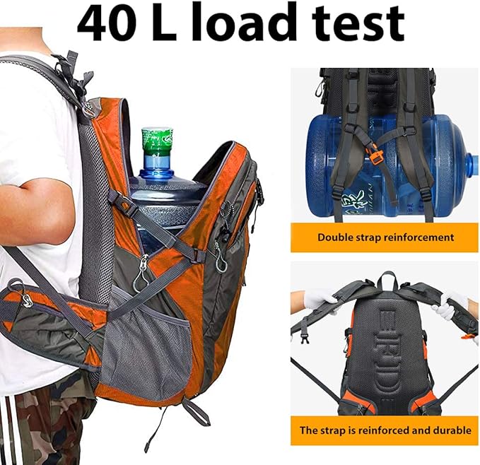 FENGDONG 40L Waterproof Lightweight Outdoor Daypack Hiking,Camping,Travel Backpack for Men Women Orange