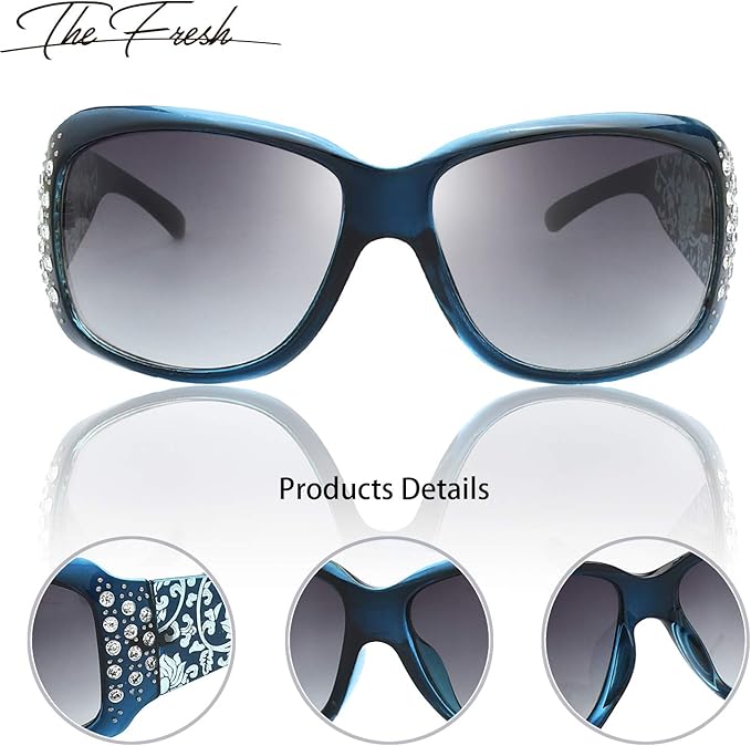 The Fresh Trendy Classic Women Hot Fashion Rhinestones Sunglasses with Gift Box