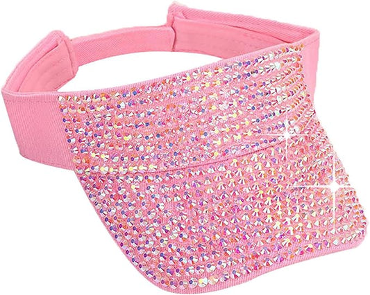 Bling Shiny Rhinestone Sports Sun Visor Hat for Women Summer Adjustable Breathable Beach Visor Caps Running Golf Sun Hat