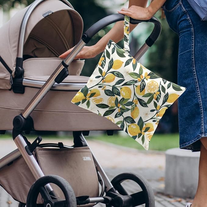 4 Pack Cute Fruit Wet Bag Waterproof Washable Reusable Wet Dry Bag for Swimsuit Dirty Clothes Cloth Diaper Travel Beach Pool Yoga Gym Toiletries Travel Beach Essentials Lemon Orange Peach Pear