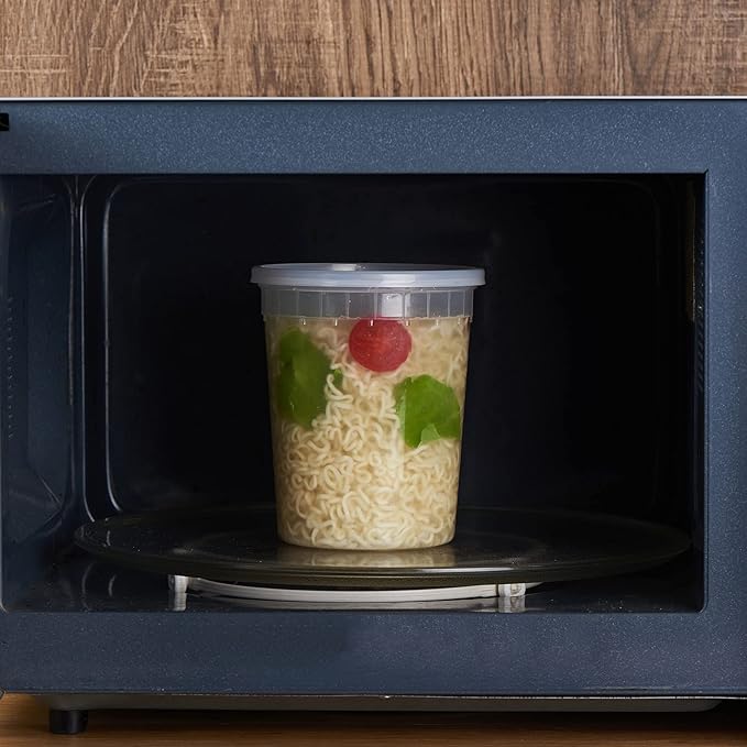 FULING 32oz Plastic Deli Containers, 240 Sets - Leakproof, Stackable, BPA Free, Microwavable, Freezer Safe