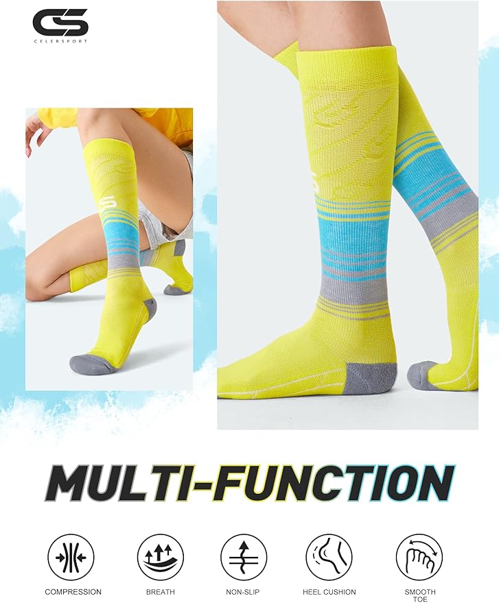 CS CELERSPORT 3 Pairs Compression Socks for Men and Women 20-30mmHg Running Athletic Support Socks