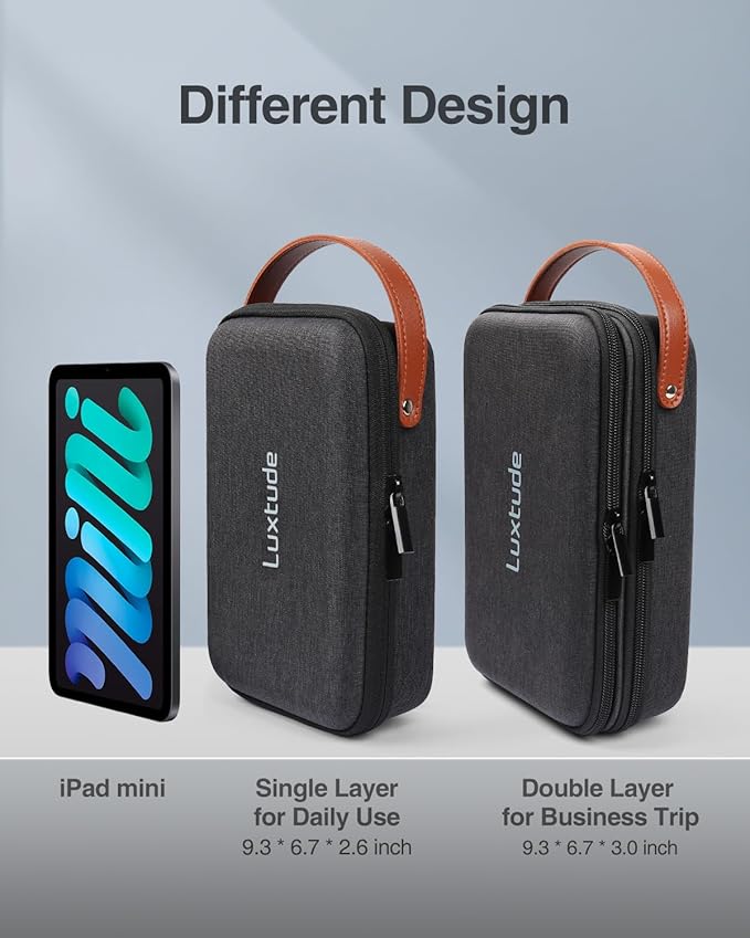 Luxtude Electronics Organizer Travel Case, Portable Tech Organizers Travel Case, Hard Cases for Electronics, Sturdy Charger Bag, Waterproof Tech Bag for Charger/Mouse/Hard Drive, Christmas Gifts