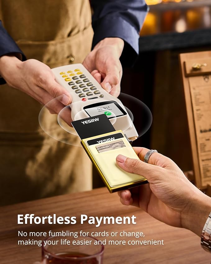 YESIIW Credit Card Holder Wallet for Men RFID Blocking Slim Minimalist Metal Wallet with Money Pocket Contactless Card Protector