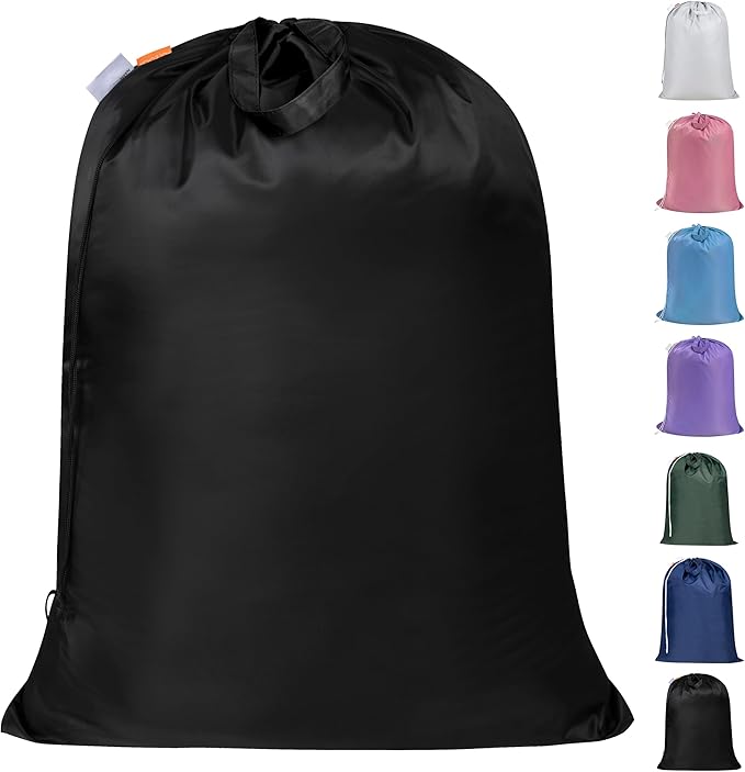 Polecasa Extra Heavy Duty Large Laundry Bag with Sturdy Handles and Drawstring Closure, 28 x 36 inches Durable Storage Bags for Basket, Hamper, College, Dorm, Travel, Black