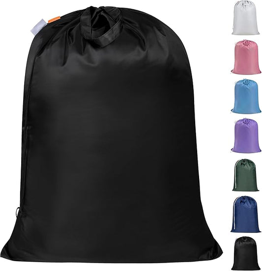 Polecasa Extra Heavy Duty Large Laundry Bag with Sturdy Handles and Drawstring Closure, 28 x 36 inches Durable Storage Bags for Basket, Hamper, College, Dorm, Travel, Black