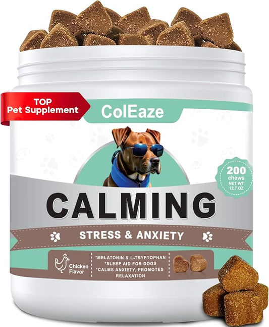 Calming Chews for Dogs Puppy Dog Calming Chews, Help Manage Stress and Promote Relaxation Sleep Aid Calm Dog from Noise, Thunder, Barking, Separation, Small Medium Large & All Breeds