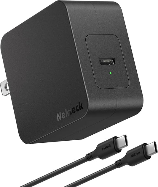 60W USB C Charger Fast Charging, Nekteck GaN Tech PD 3.0 Fast Charging with Foldable Plug, Compatible with MacBook Air/Pro, iPhone 15/16/17 Series