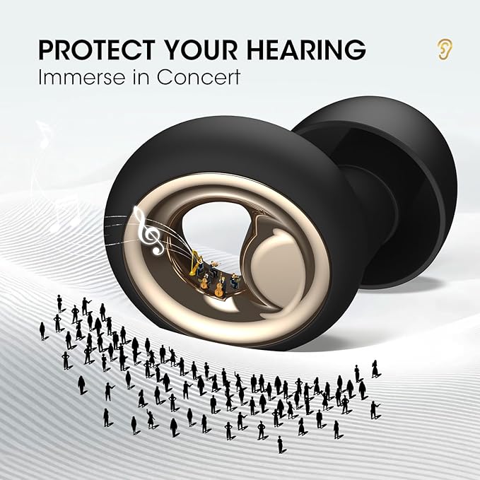 Noise Cancelling Ear Plugs for Sleeping, Reusable Silicone Ear Plugs for Noise Reduction, Soft Hearing Protection with 8 Ear Tips for Concerts, Work, Shooting, and Travel(Black)