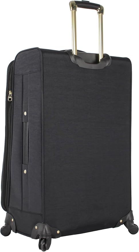 Steve Madden Designer Luggage - Checked Large 28 Inch Softside Suitcase - Expandable for Extra Packing Capacity - Lightweight Bag with Rolling Spinner Wheels (Peek-A-Boo Black)