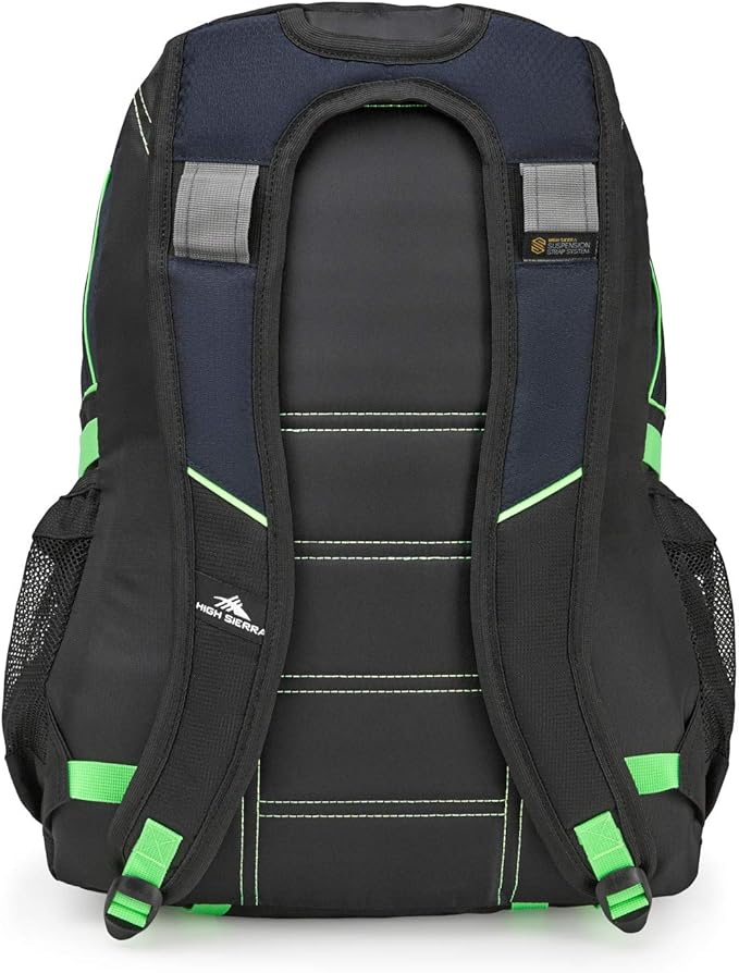 High Sierra Loop Backpack, Travel, or Work Bookbag with tablet sleeve, One Size, Midnight Blue/Black/Lime