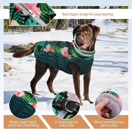 OUOBOB Dog Coats for Small Dogs, Puppy Coat, Warm Winter Jacket, XS Dog Coat with Harness Built in, Waterproof Pet Cold Weather Coats, Puppy Winter Clothes Snowsuit Chihuahua Maltese,XS