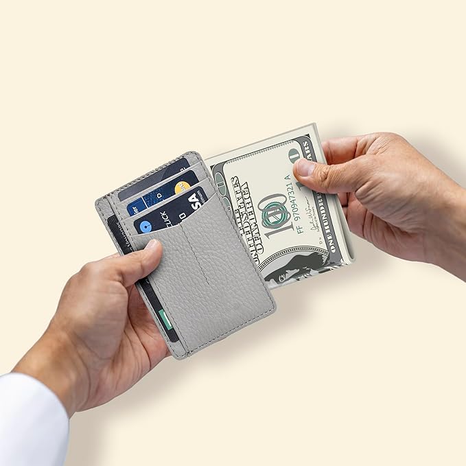 Oak Leathers Leather Slim Minimalist Wallet for Men & Women RFID Front Pocket Leather Card Holder Wallets