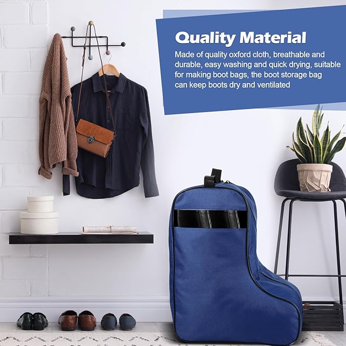 1 Pc Boot Bags for Cowboy Boots Portable Storage Bag for Travel Long Tube Shoes Bags Men Tall Shoe with Handle for Home (Dark Blue)