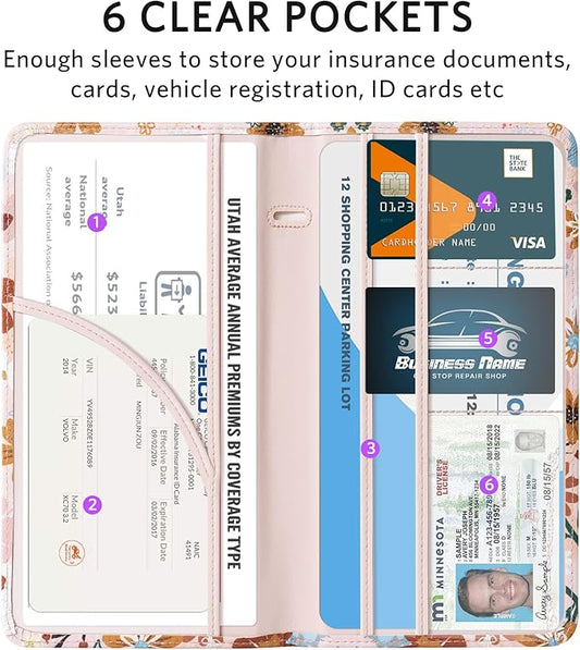 CoBak Car Registration and Insurance Holder - Vehicle Glove Box Car Organizer,Auto Truck Comparment Accessories Case with Magnetic Closure for Driver License,Cards