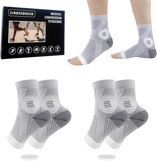 2 Pairs Mixed Colors Neuropathy Socks For Women & Men，Nano Neuropathy Socks，Diabetic Open Toe Foot Sleeves Elastic Sock，Compression Socks，Sleep Socks