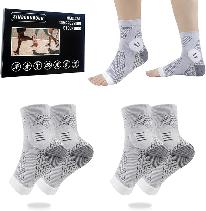2 Pairs Mixed Colors Neuropathy Socks For Women & Men，Nano Neuropathy Socks，Diabetic Open Toe Foot Sleeves Elastic Sock，Compression Socks，Sleep Socks