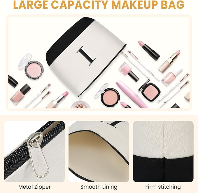 BAGAIL Initial Tote Bag, Personalized Birthday Gifts for Women, Teacher, Friends, Mom, Wedding, Monogrammed Beach Bag