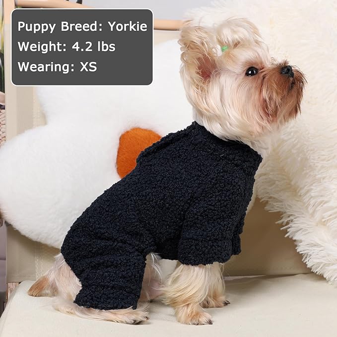 Dog Sweaters for Small Dogs Winter Dog Pajamas Sized Dogs Boy Girl Fleece Pet Clothes Puppy Outfit 4 Legs Jumpsuits for Chihuahua Yorkie Cat Apparel, Blue, S