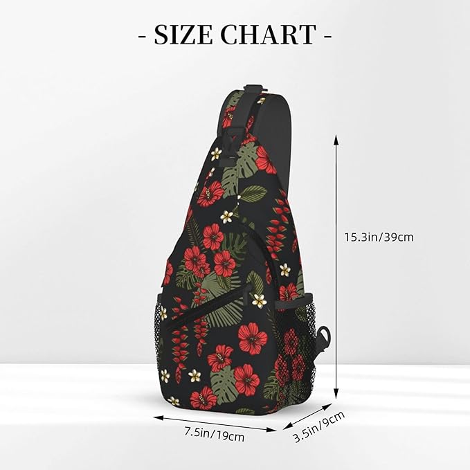 Hawaii Tropical Palm Sling Backpack Crossbody Bag Casual Chest Bags Travel Hiking Daypack Shoulder Bag for Women Men