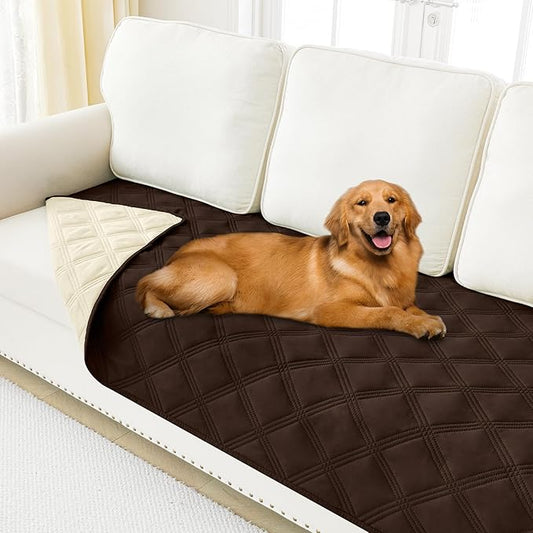 Smiry Waterproof Dog Bed Cover Blanket 30x70, Soft Reversible Pet Blanket, Washable Leakproof Cats Dogs Couch Cover for Sofa, Couch, Furniture, Lattice, Chocolate/Beige